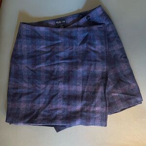 Style & Co. Women's Blue and Purple Checkered Mini Skirt
